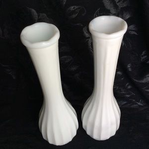 Vintage Milkglass Vases Set of 2